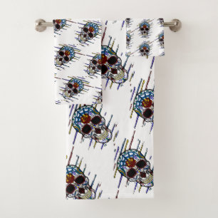 skull sugar skull bath towel set