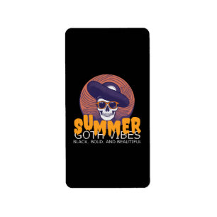skull summer hat label