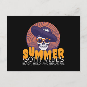 skull summer hat postcard