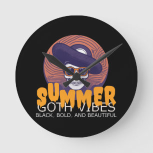 skull summer hat round clock