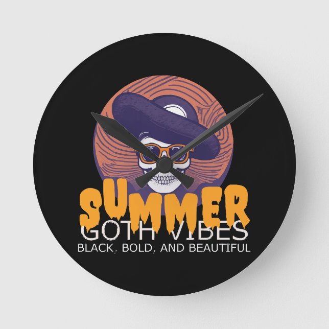 skull summer hat round clock (Front)