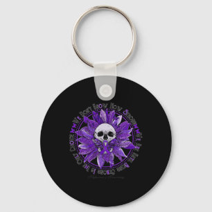Skull Sunflower Warrior Purple Ribbon Heimerheimer Key Ring