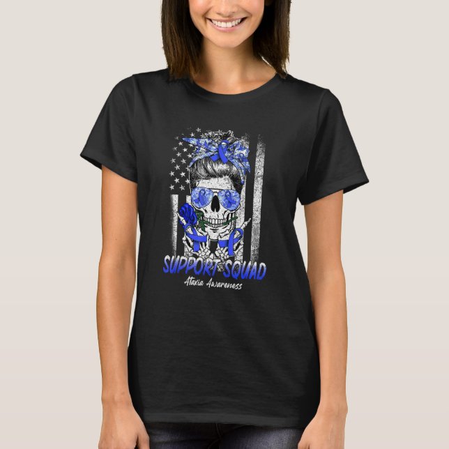 Skull Support Squad Ataxia Awareness T-Shirt (Front)