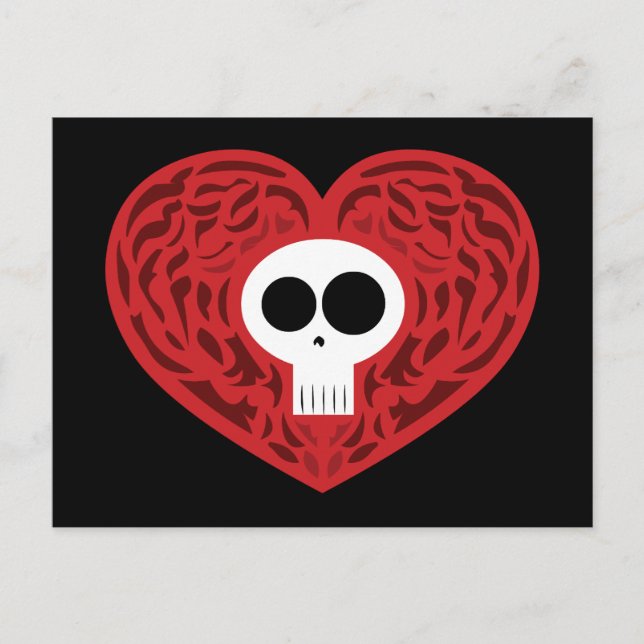 Skull Tattoo Heart Postcard (Front)