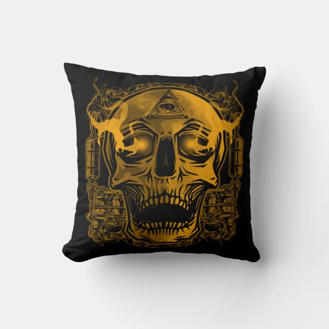 Skull Tattoo Illustration Cushion (Front)