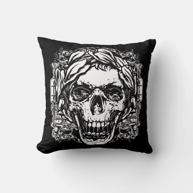 Skull Tattoo Illustration Cushion (Front)