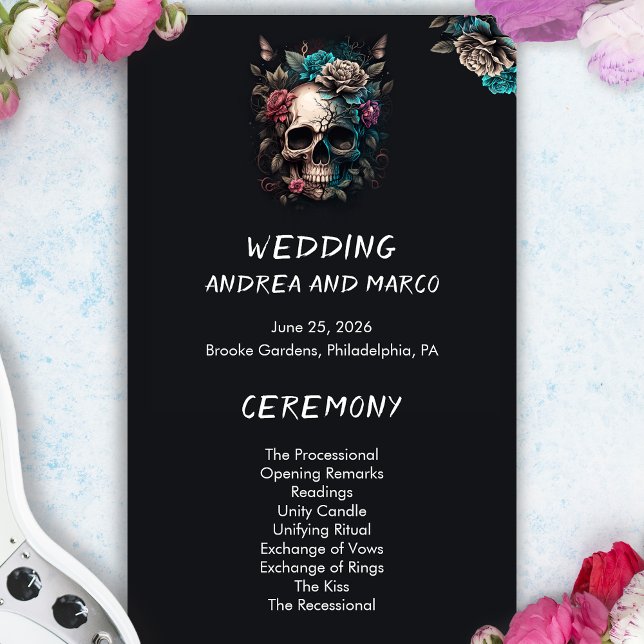 Skull Tattoo Rock and Roll Gothic Wedding Program (Skull Tattoo Rock and Roll Gothic Wedding Program)