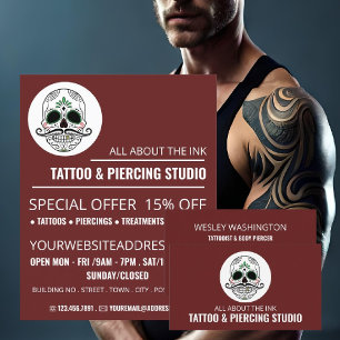 Skull Tattoo, Tattoo & Body Piercing Studio Flyer