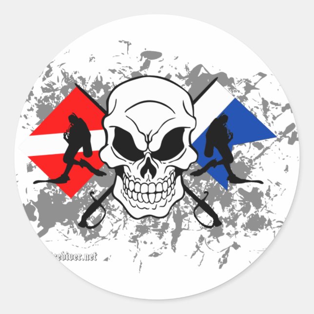 SKULL TECH DIVER CLASSIC ROUND STICKER (Front)