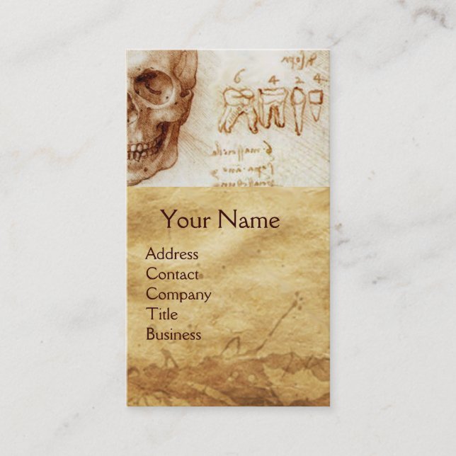 SKULL,TEETH,DENTAL CLINIC, DENTIST MONKEY AND CAT BUSINESS CARD (Front)