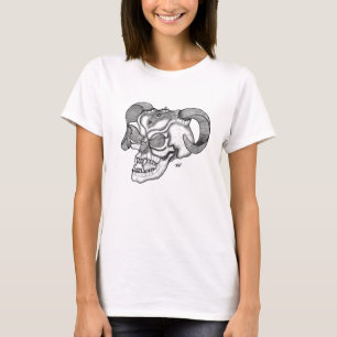 Skull Teufelschädel schwarz weiß Zeichnung T-Shirt