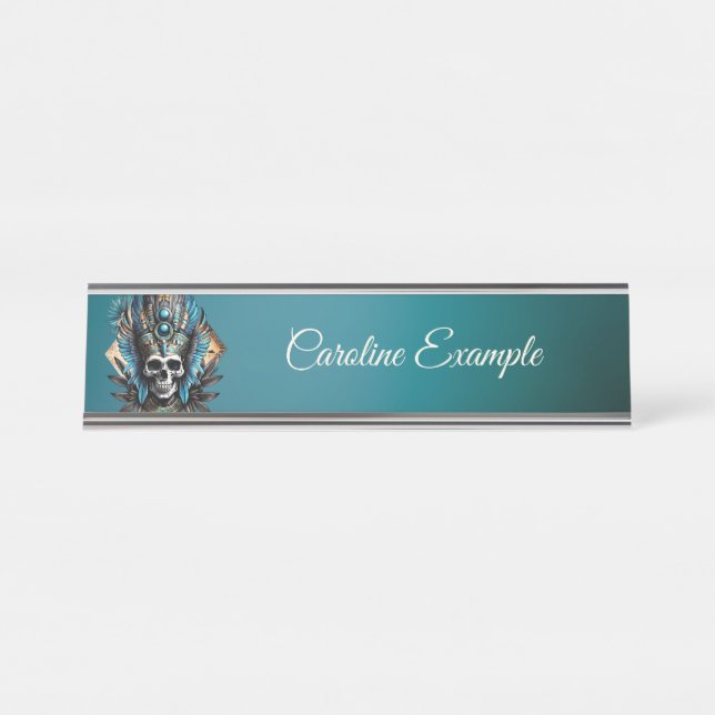 Skull that embodies the mystical aura  desk name plate (Front)