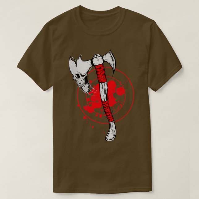 Skull Throwing Axe 2 T-Shirt (Design Front)