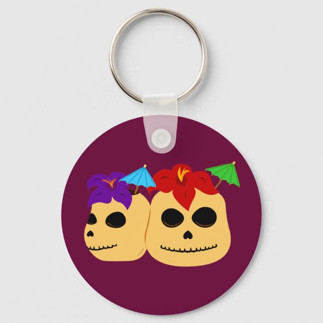 Skull Tiki Mugs Key Ring (Front)