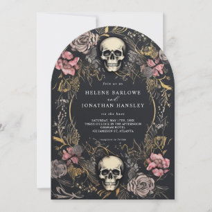 Skull Till Death Floral Dark Gothic Wedding Invitation