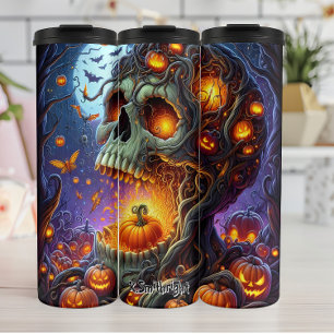 Skull Tree in Spooky Forest Thermal Tumbler
