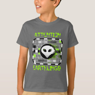 Skull TV 'ATTENTION EARTHLINGS!' kid's basic grey T-Shirt