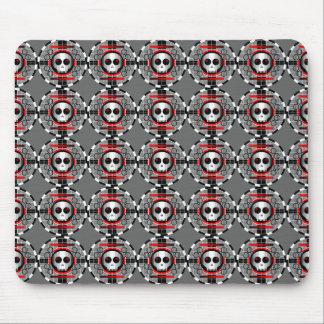 Skull TV Round multi mousepad grey