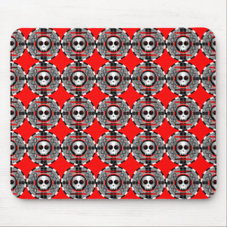 Skull TV Round multi mousepad red