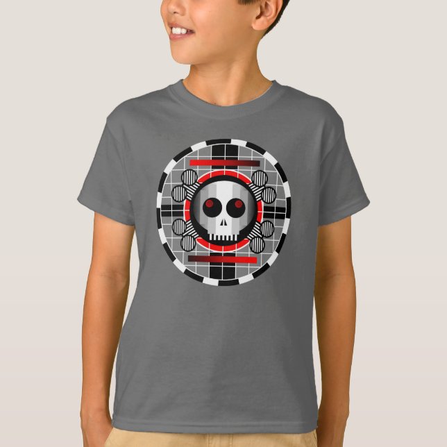 Skull TV Round t-shirt kids' basic grey (Front)