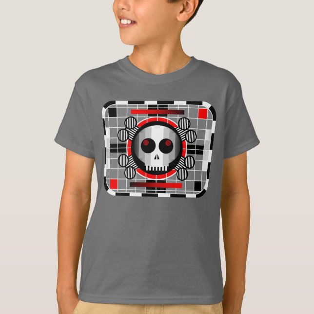 Skull TV t-shirt kid's basic grey (Front)