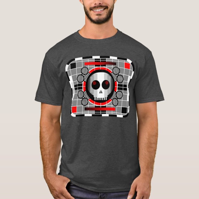 Skull TV t-shirt men's basic grey (Front)
