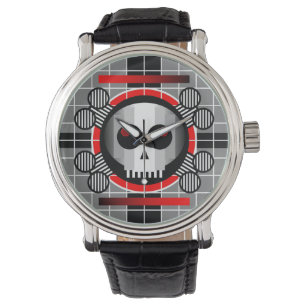 Skull TV vintage leather strap watch