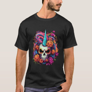 Skull Unicorn Mythical Creatures Art Tropical Exot T-Shirt