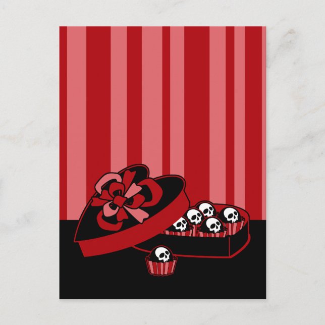 Skull Valentine Candy Holiday Postcard (Front)