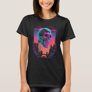 Skull Vaporwave Retrowave Aesthetic Synthwave 80s T-Shirt