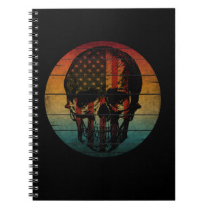 SKULL VINTAGE AMERICAN FLAG GIFT NOTEBOOK