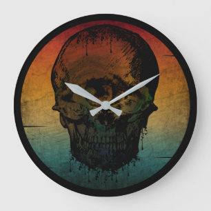 SKULL VINTAGE HALLOWEEN HORROR GIFT LARGE CLOCK