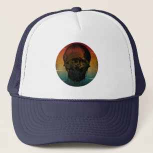 SKULL VINTAGE HALLOWEEN HORROR GIFT TRUCKER HAT