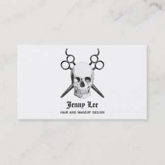 skull vintage modern hairstylist hair stylist business card