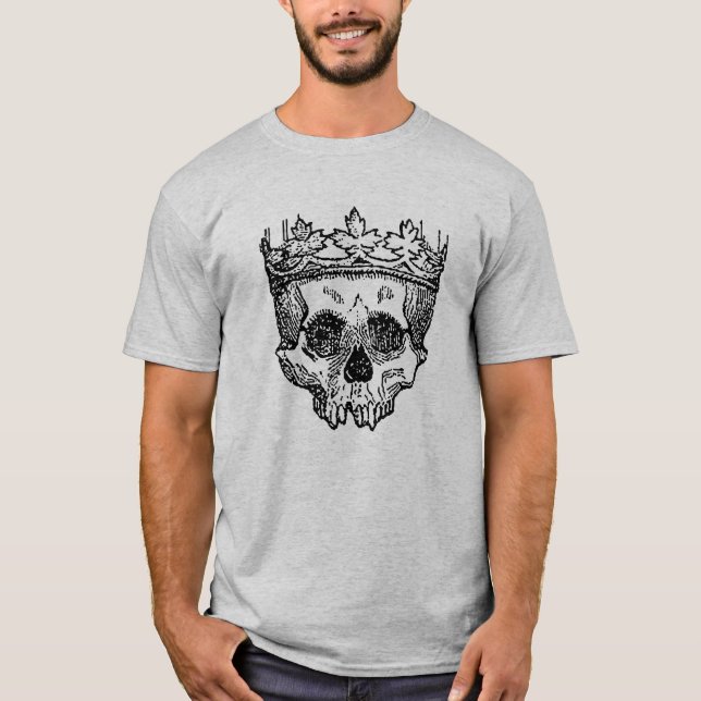 Skull Wearing Crown Gothic Drawing T-Shirt (Front)