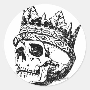 Skull Wearing Crown, King, Hamlet Classic Round Sticker