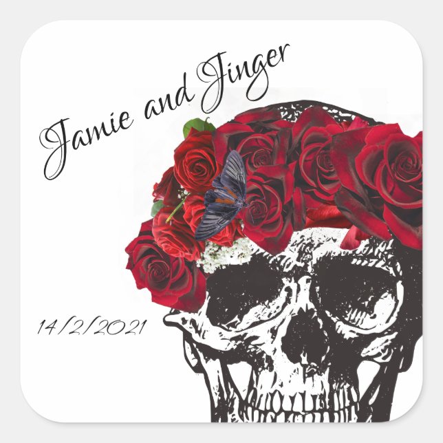 Skull Wedding envelope stickers (Front)