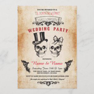 Skull Wedding Party Halloween Gothic Horror Invite