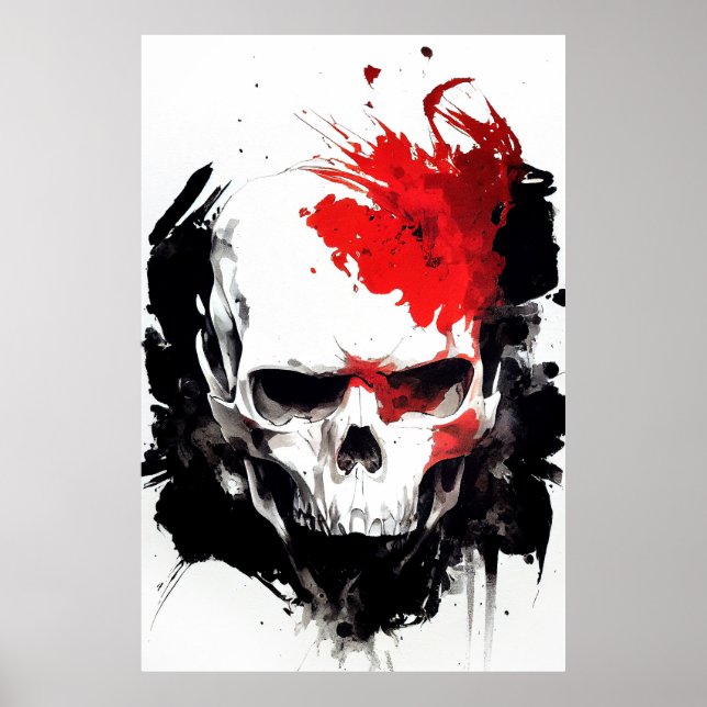 Skull Wild Nature Free Spirit Art Brush Painting Poster (Front)