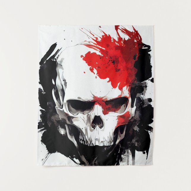 Skull Wild Nature Free Spirit Art Brush Painting Tapestry (Front)