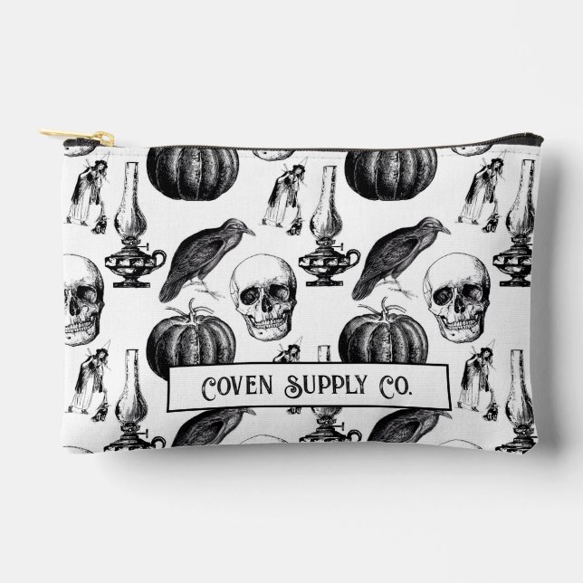 Skull & Witch Zipper Pouch (Front)
