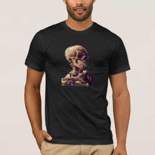 Skull with a burning cigarette by Van Gogh T-Shirt