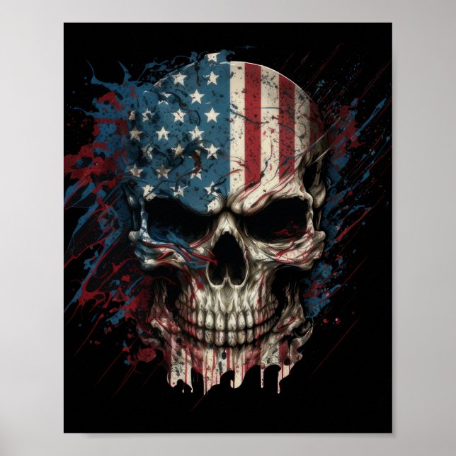 skull-with-american-flag-it poster (Front)