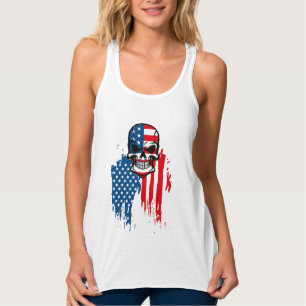 Skull with American Flag Singlet