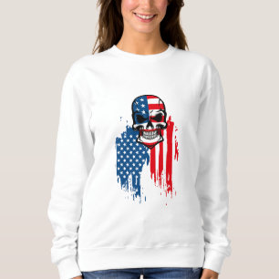 Skull with American Flag Sweatshirt