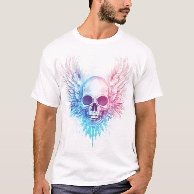 Skull with Angel Wings T-Shirt (Front)
