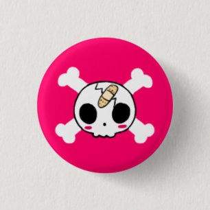 Skull with Band-aid 3 Cm Round Badge