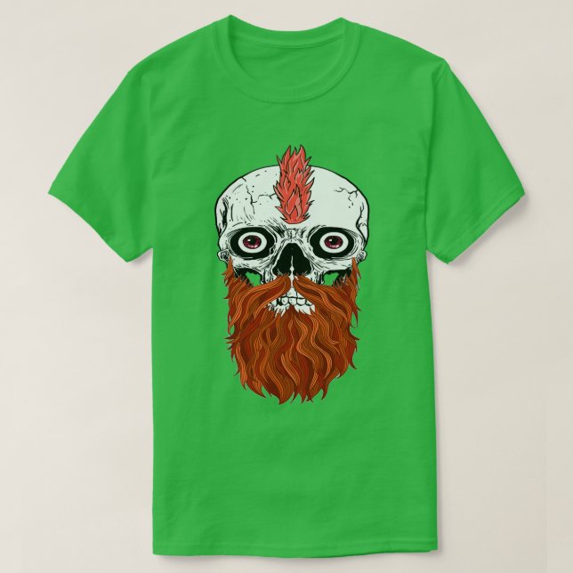 Skull with Beard Bearded Skull Red 1 T-Shirt (Design Front)