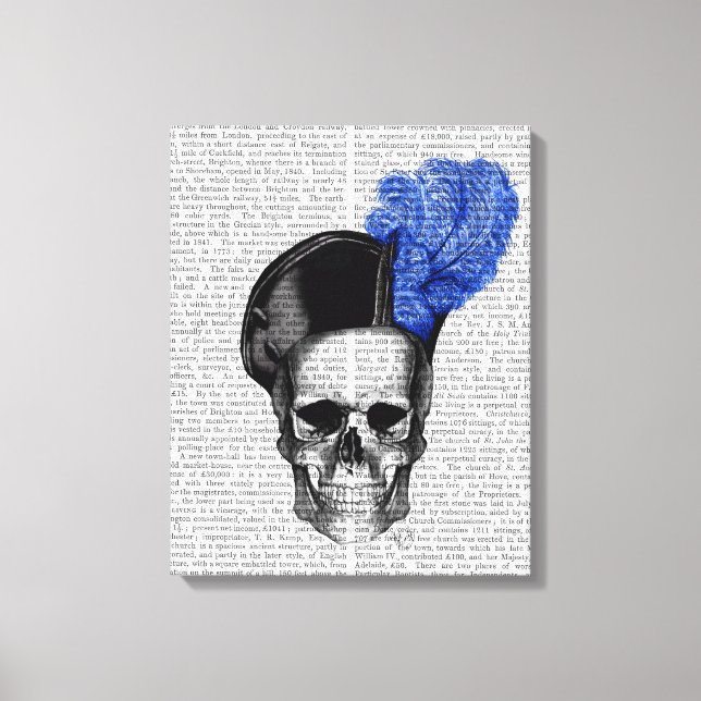 Skull with Blue Hat Canvas Print (Front)