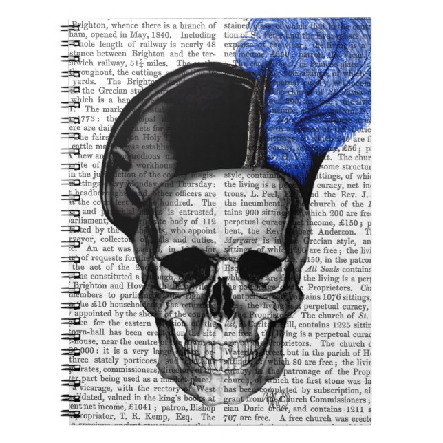 Skull with Blue Hat Spiral Notebook (Front)